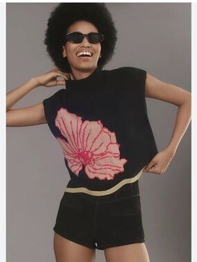 Anthropologie Maeve Sonal Nathwani Cap Sleeve Sweater